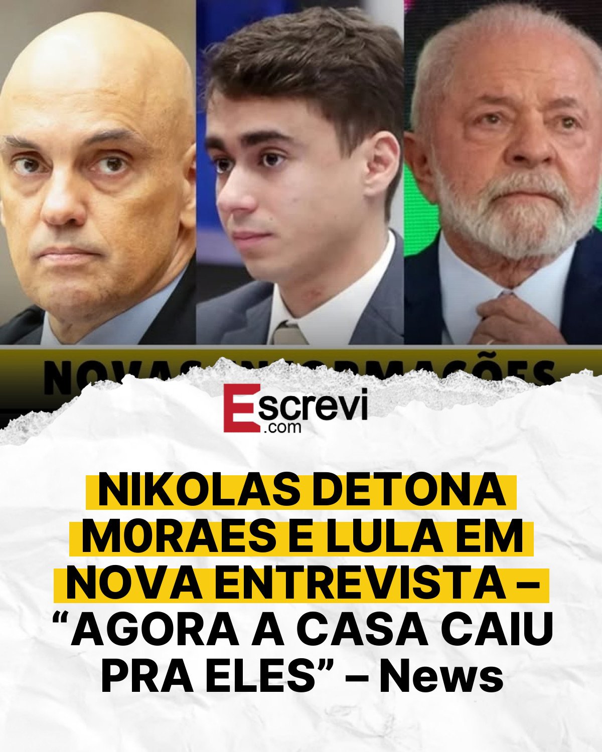 NIKOLAS DETONA M0RAES E LULA EM NOVA ENTREVISTA – “AGORA A CASA CAIU PRA ELES” – News card branco