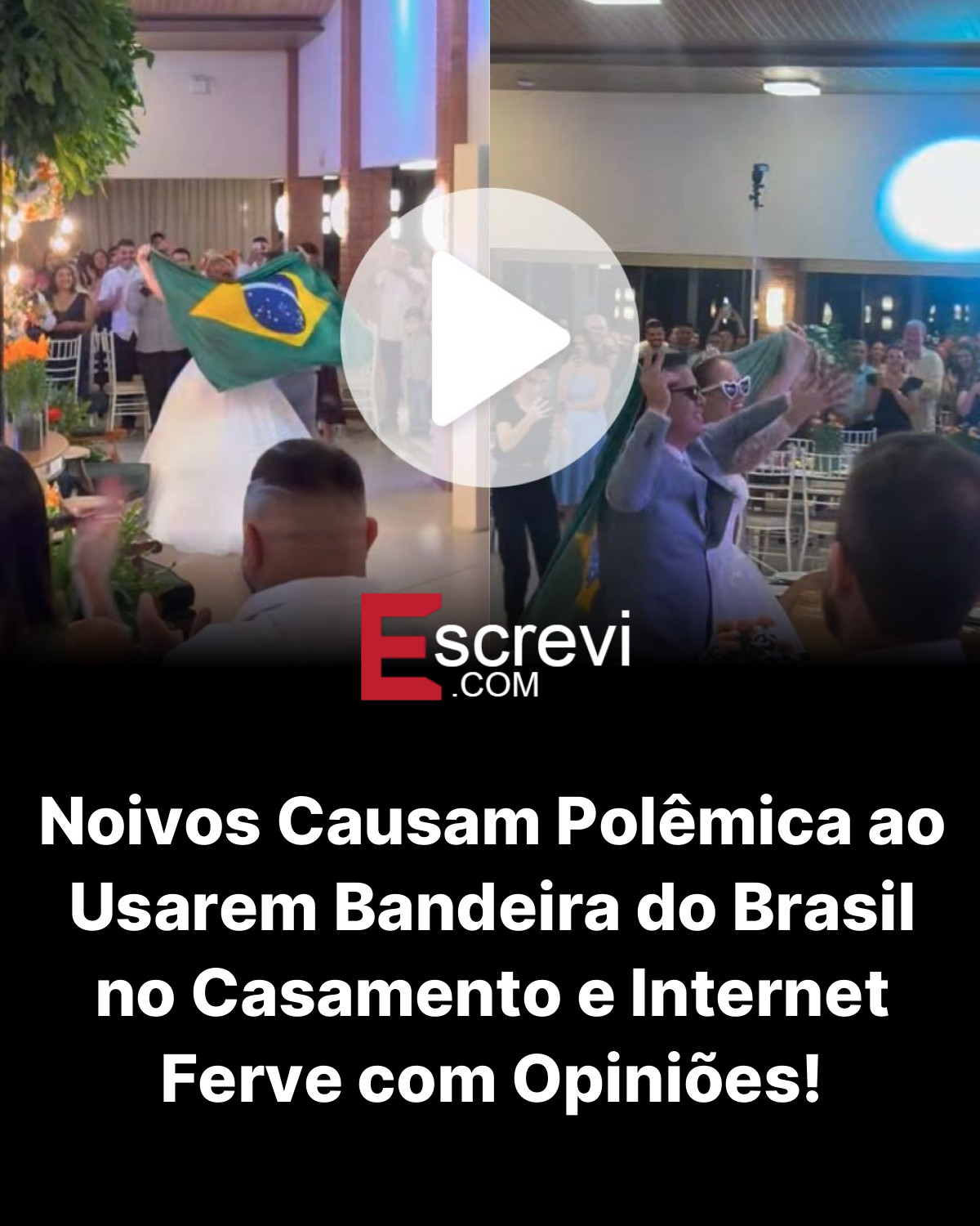 Noivos Causam Polêmica ao Usarem Bandeira do Brasil no Casamento e Internet Ferve com Opiniões! card preto