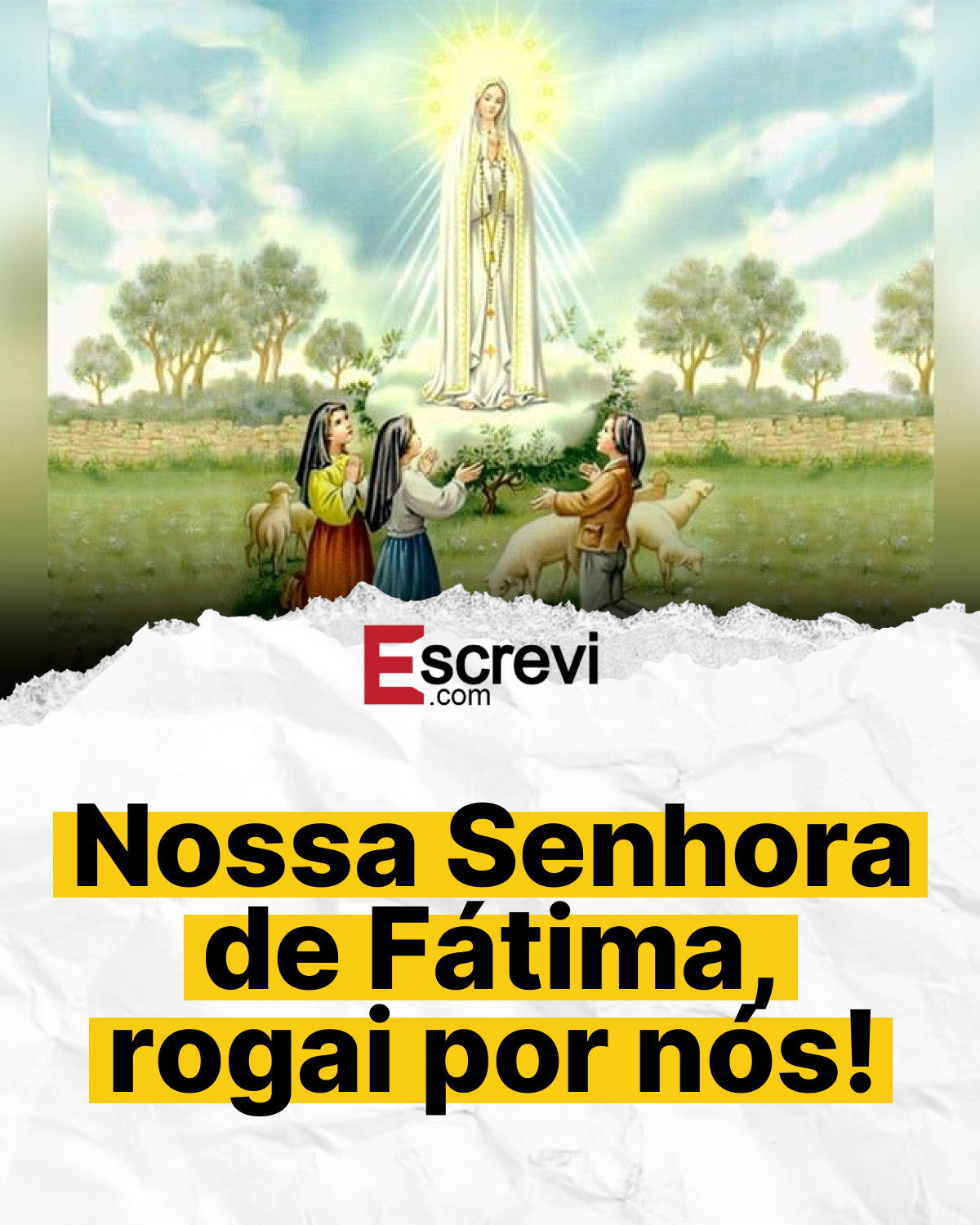 Nossa Senhora de Fátima, rogai por nós! card branco