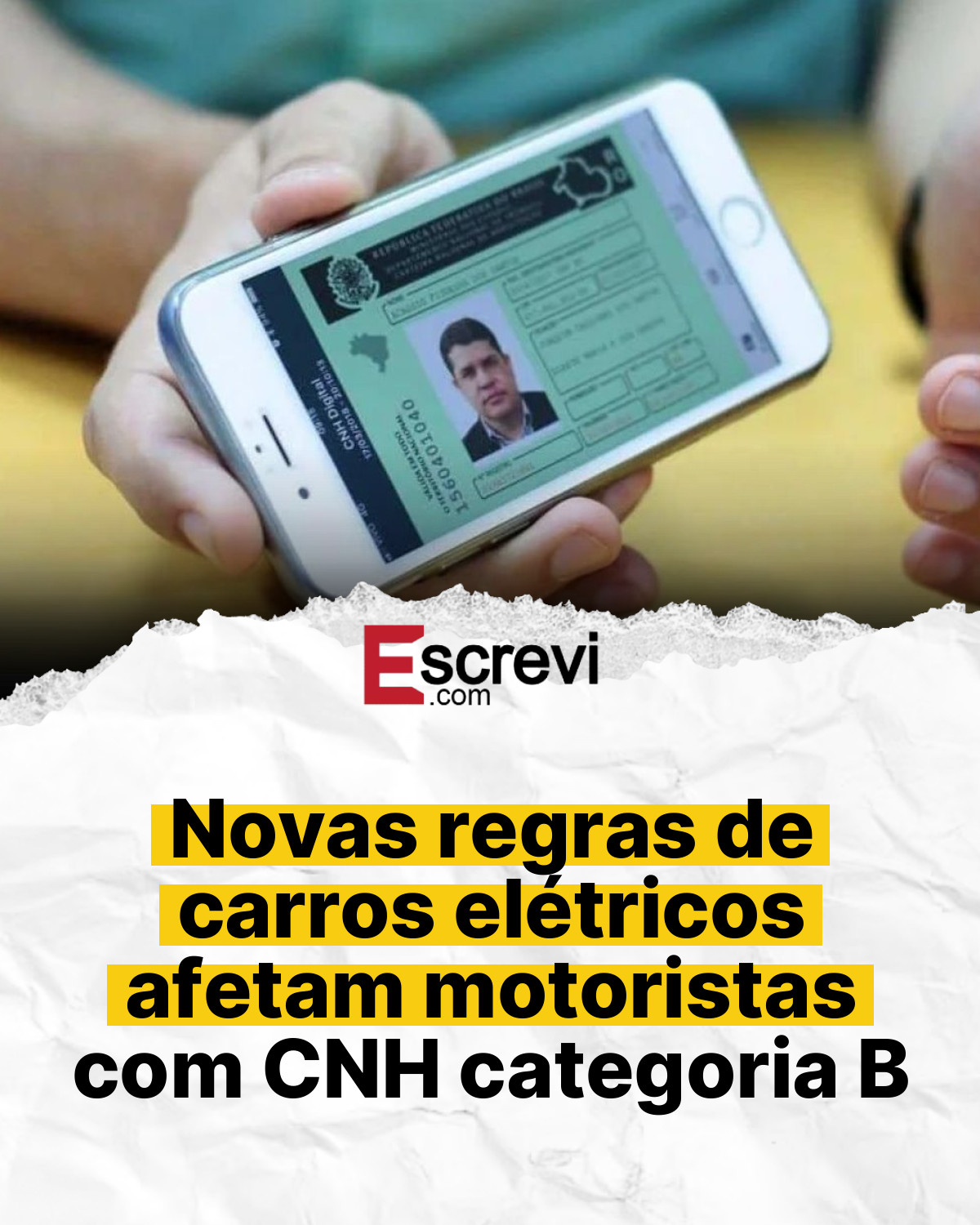 Novas regras de carros elétricos afetam motoristas com CNH categoria B card branco