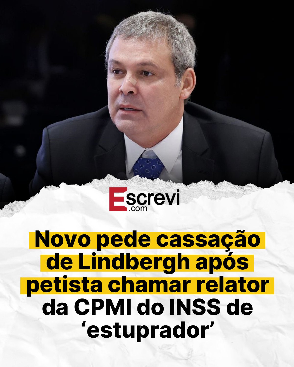 Novo pede cassação de Lindbergh após petista chamar relator da CPMI do INSS de ‘estuprador’ card branco
