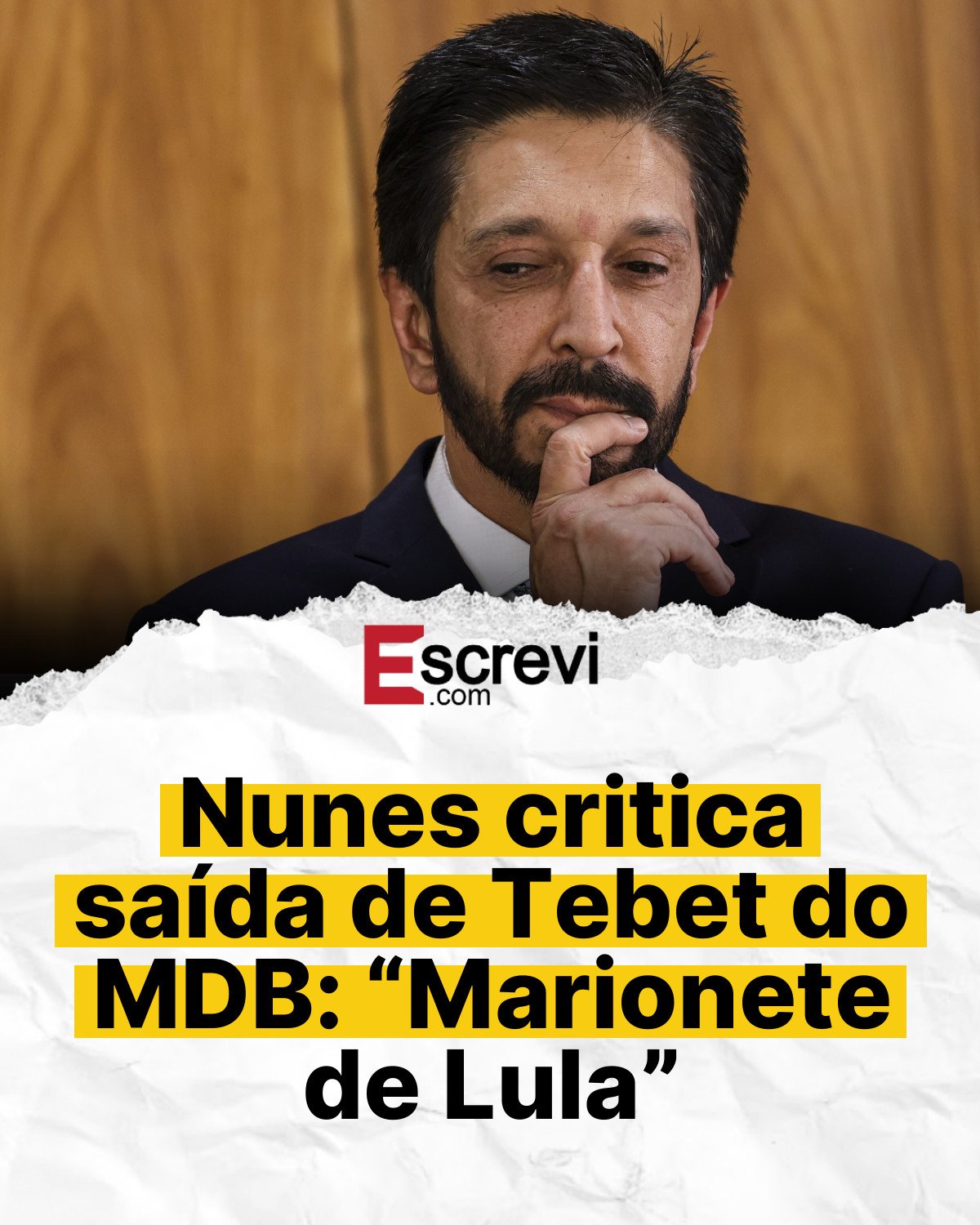 Nunes critica saída de Tebet do MDB: “Marionete de Lula” card branco