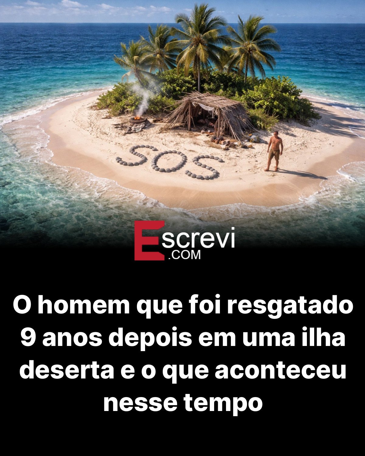 O homem que foi resgatado 9 anos depois em uma ilha deserta e o que aconteceu nesse tempo card preto