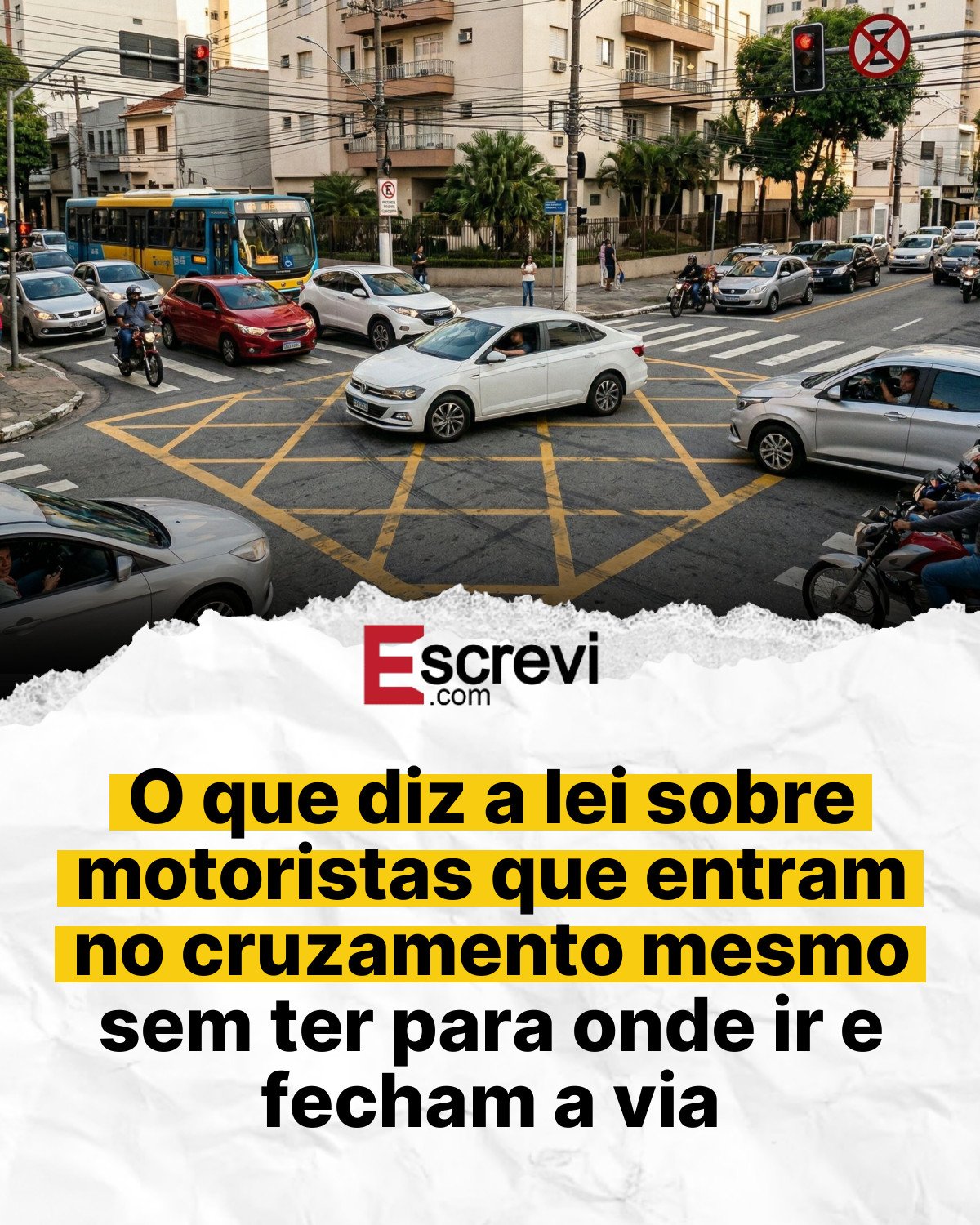 O que diz a lei sobre motoristas que entram no cruzamento mesmo sem ter para onde ir e fecham a via card branco