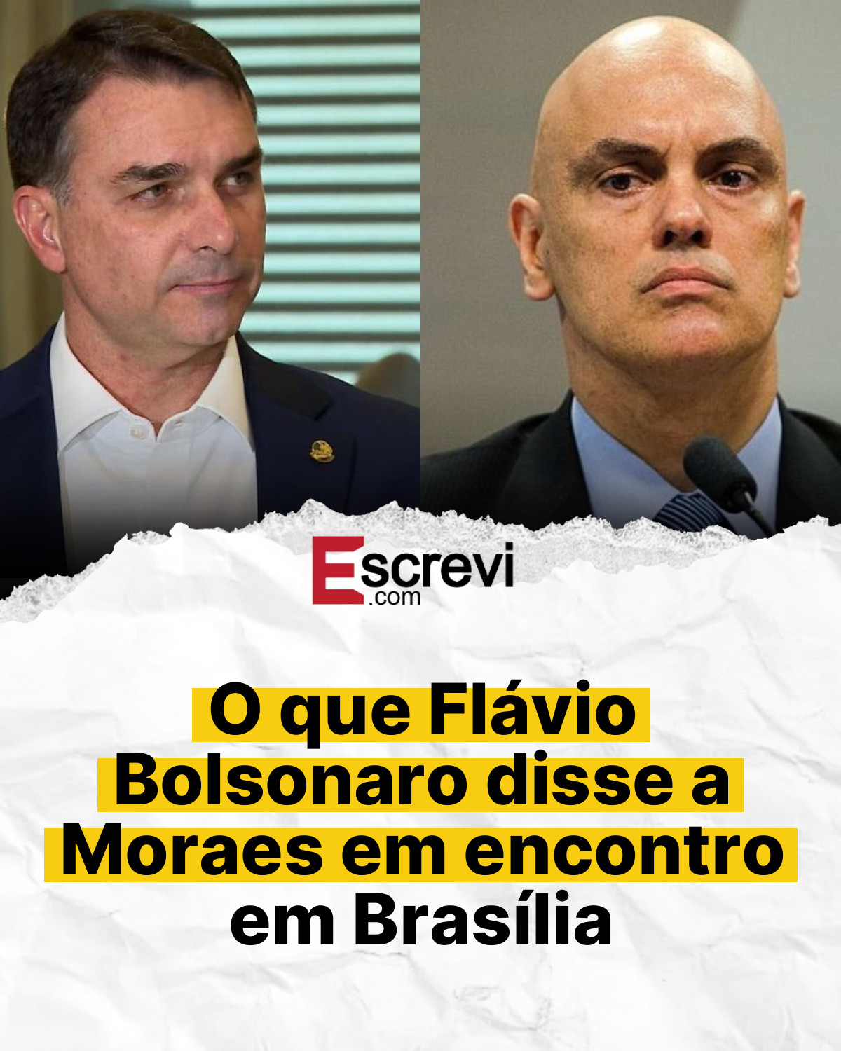 O que Flávio Bolsonaro disse a Moraes em encontro em Brasília card branco