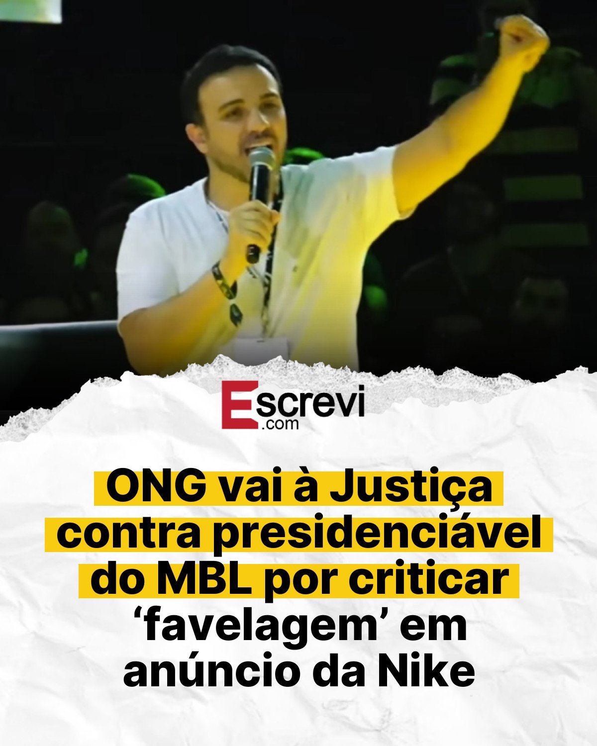 ONG vai à Justiça contra presidenciável do MBL por criticar ‘favelagem’ em anúncio da Nike card branco