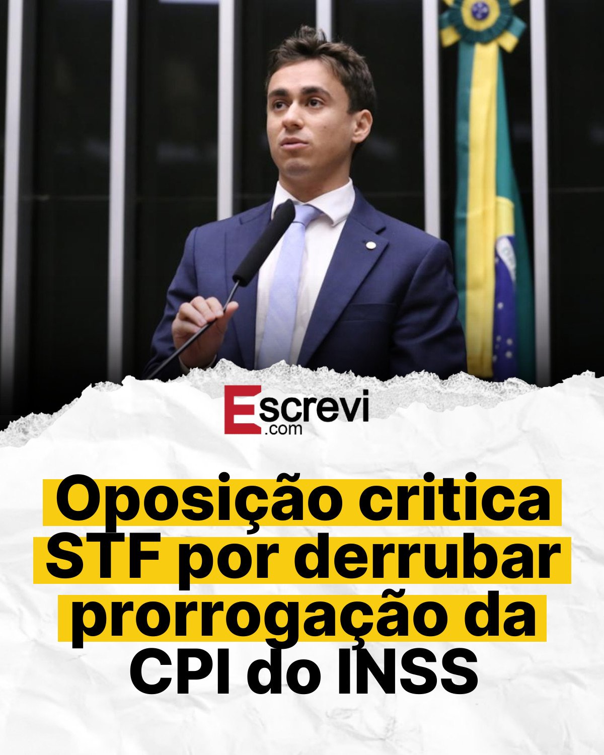 Oposição critica STF por derrubar prorrogação da CPI do INSS card branco