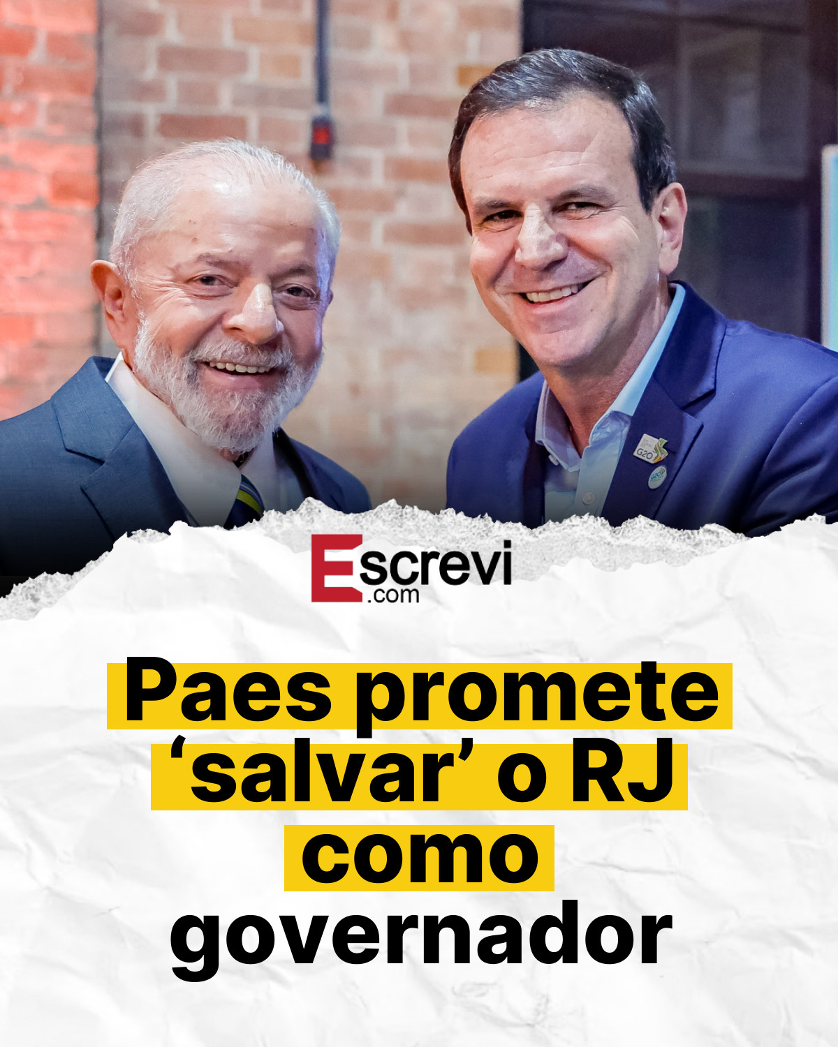 Paes promete ‘salvar’ o RJ como governador card branco
