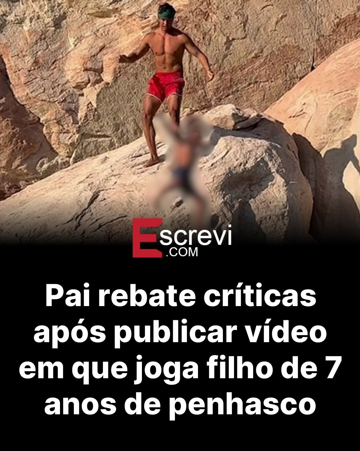Pai rebate críticas após publicar vídeo em que joga filho de 7 anos de penhasco card preto