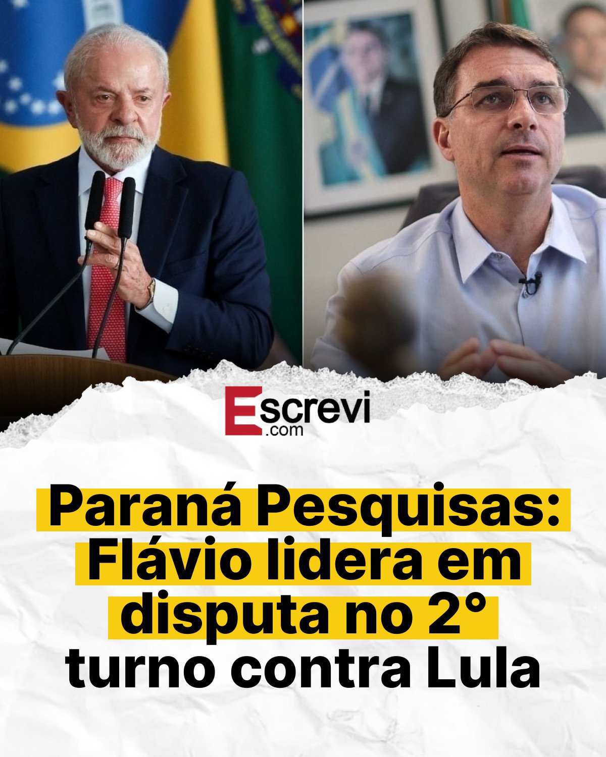 Paraná Pesquisas: Flávio lidera em disputa no 2° turno contra Lula card branco