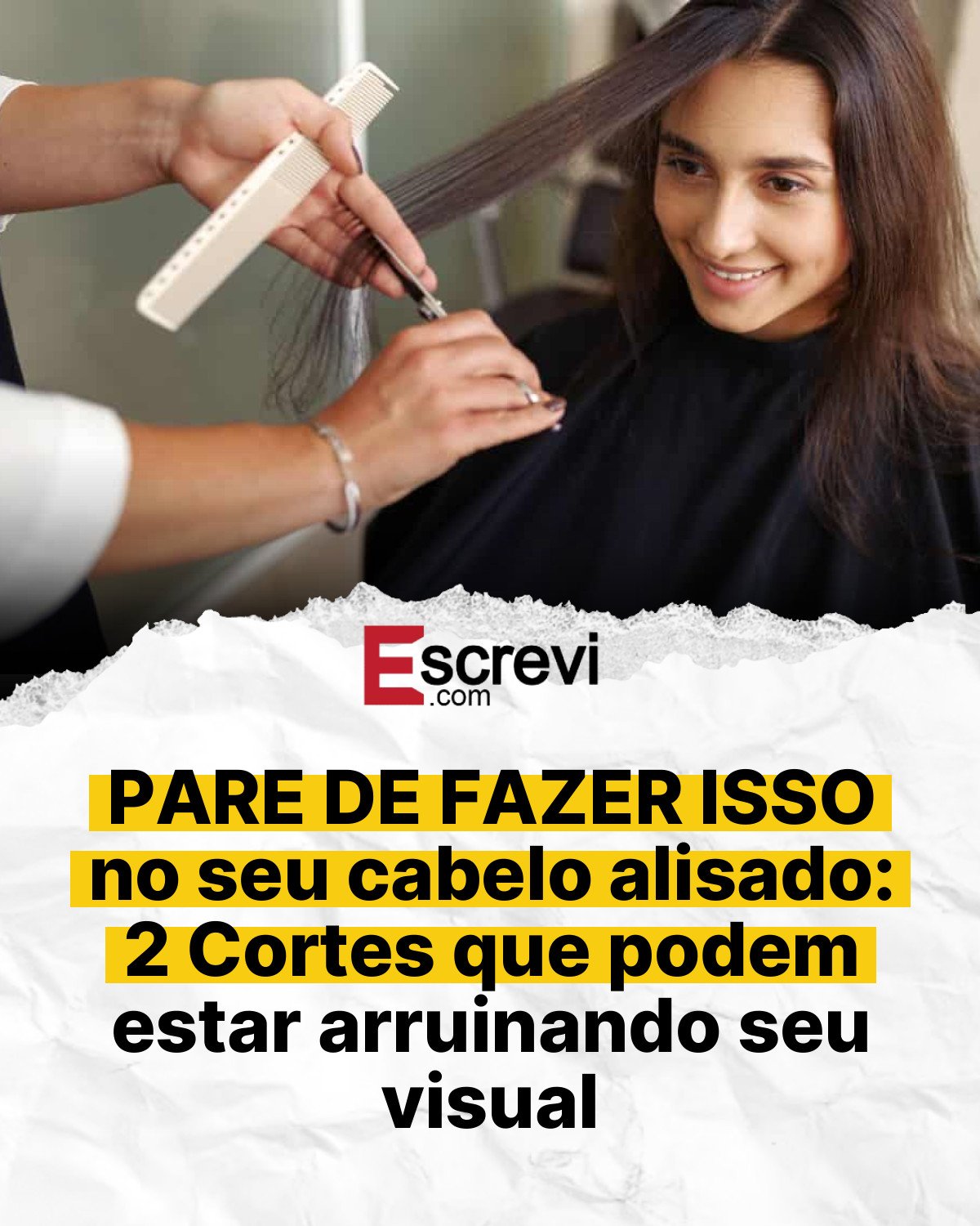 PARE DE FAZER ISSO no seu cabelo alisado: 2 Cortes que podem estar arruinando seu visual card branco
