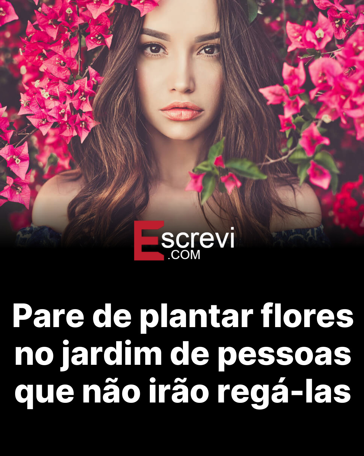 Pare de plantar flores no jardim de pessoas que não irão regá-las card preto