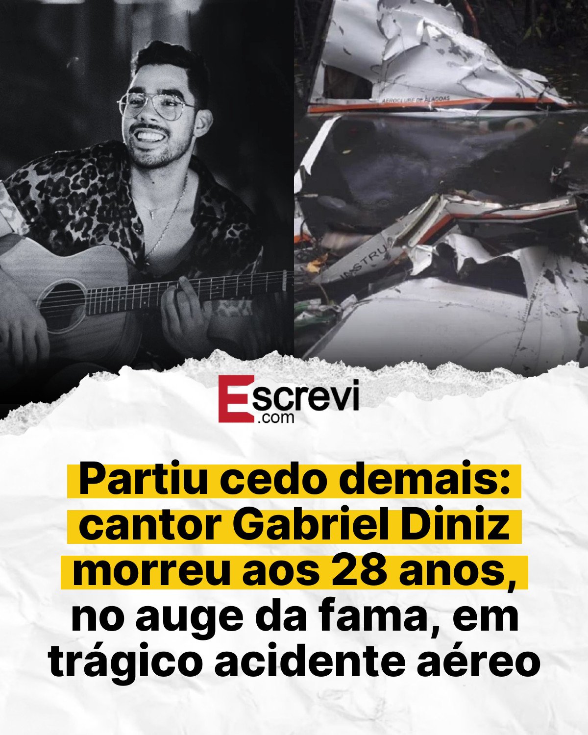 Partiu cedo demais: cantor Gabriel Diniz morreu aos 28 anos, no auge da fama, em trágico acidente aéreo card branco