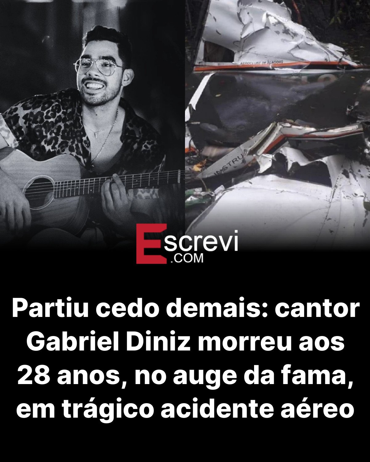 Partiu cedo demais: cantor Gabriel Diniz morreu aos 28 anos, no auge da fama, em trágico acidente aéreo card preto