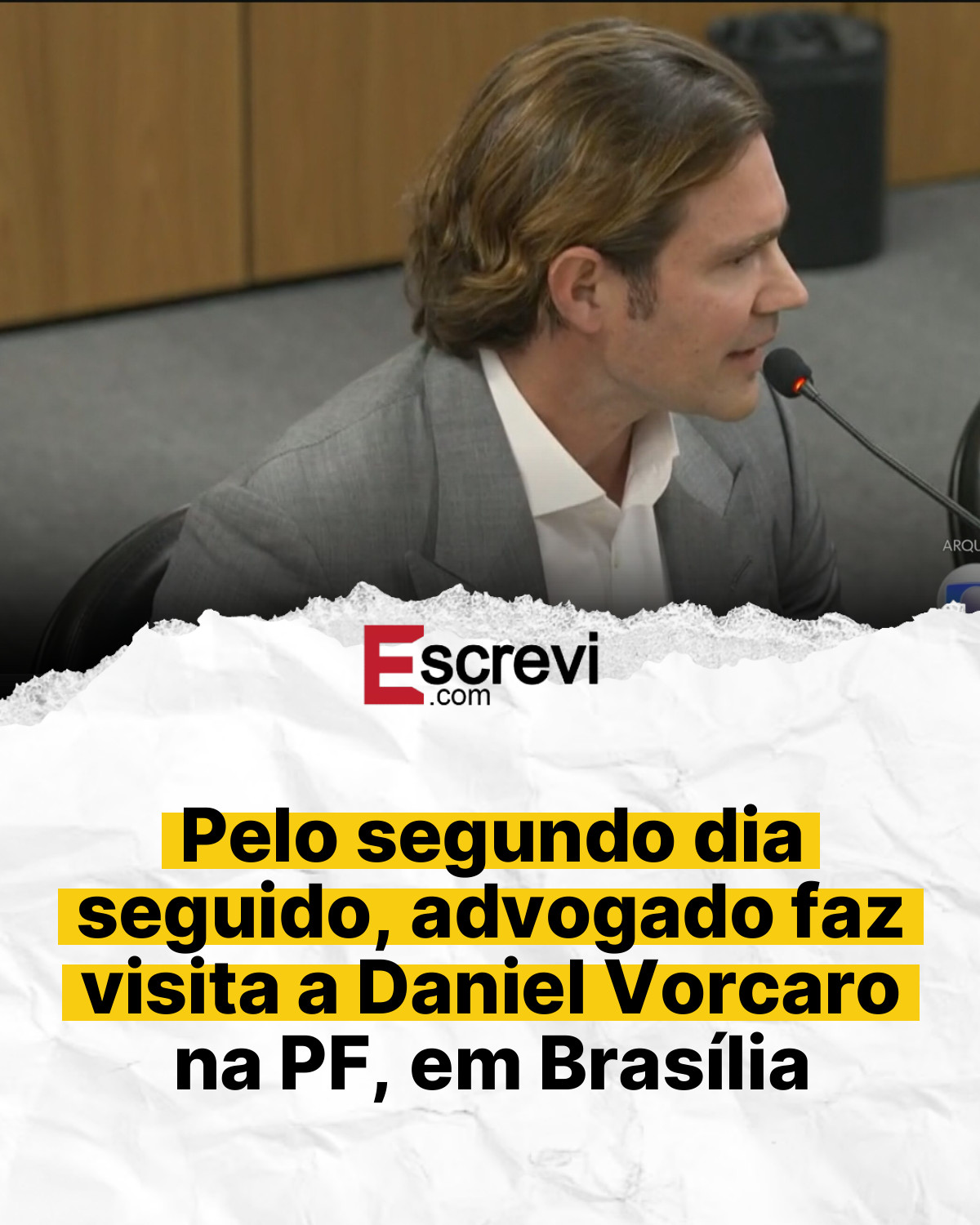 Pelo segundo dia seguido, advogado faz visita a Daniel Vorcaro na PF, em Brasília card branco