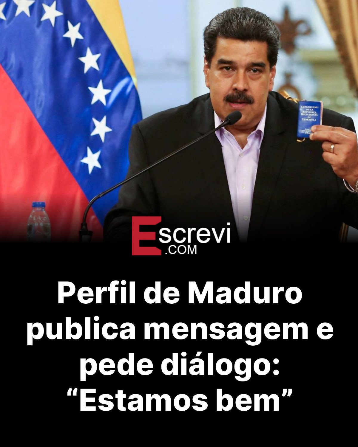 Perfil de Maduro publica mensagem e pede diálogo: “Estamos bem” card preto