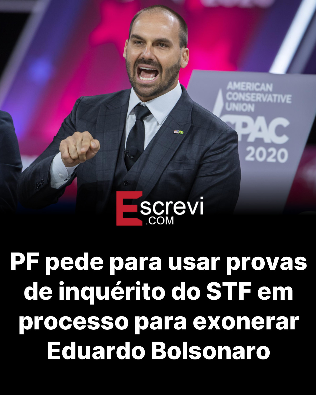 PF pede para usar provas de inquérito do STF em processo para exonerar Eduardo Bolsonaro card preto