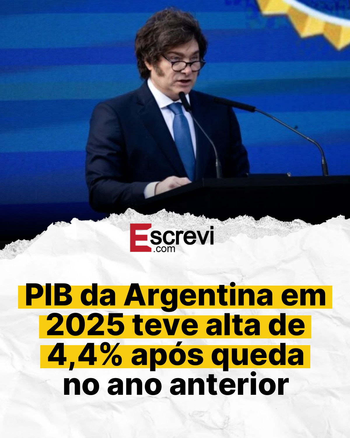PIB da Argentina em 2025 teve alta de 4,4% após queda no ano anterior card branco