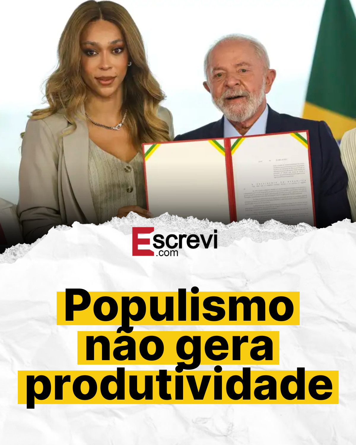 Populismo não gera produtividade card branco