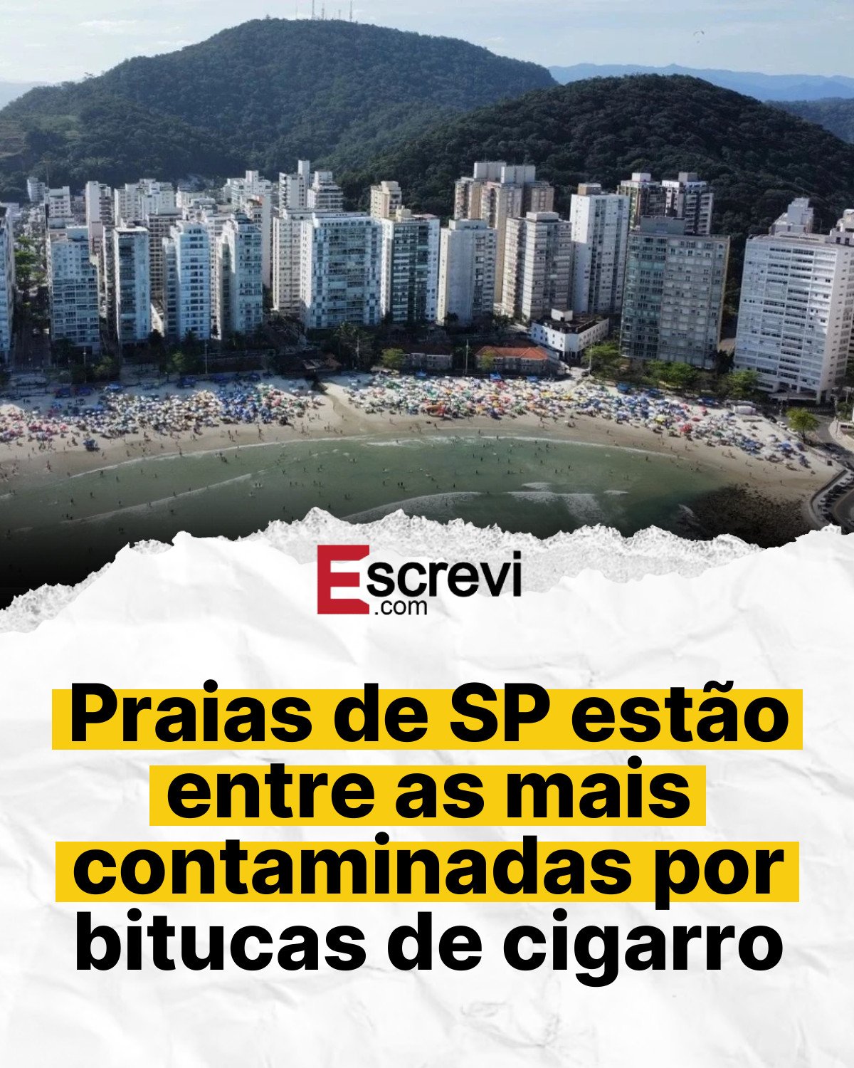 Praias de SP estão entre as mais contaminadas por bitucas de cigarro card branco