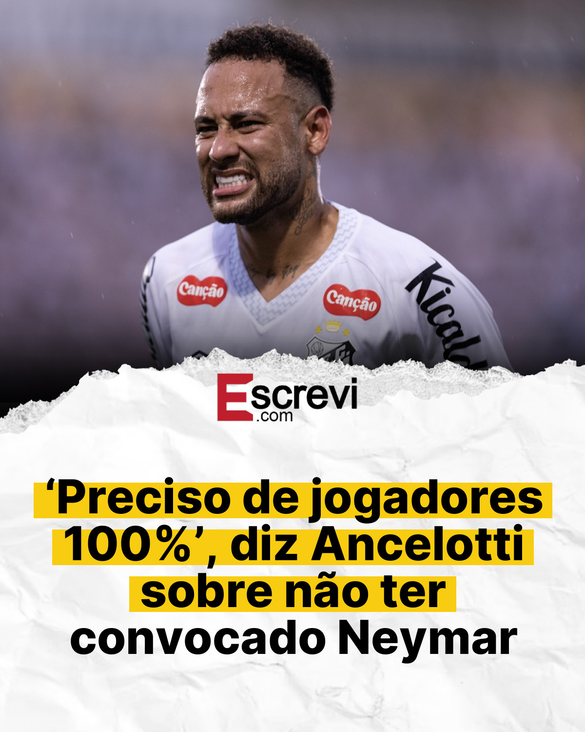 ‘Preciso de jogadores 100%’, diz Ancelotti sobre não ter convocado Neymar card branco