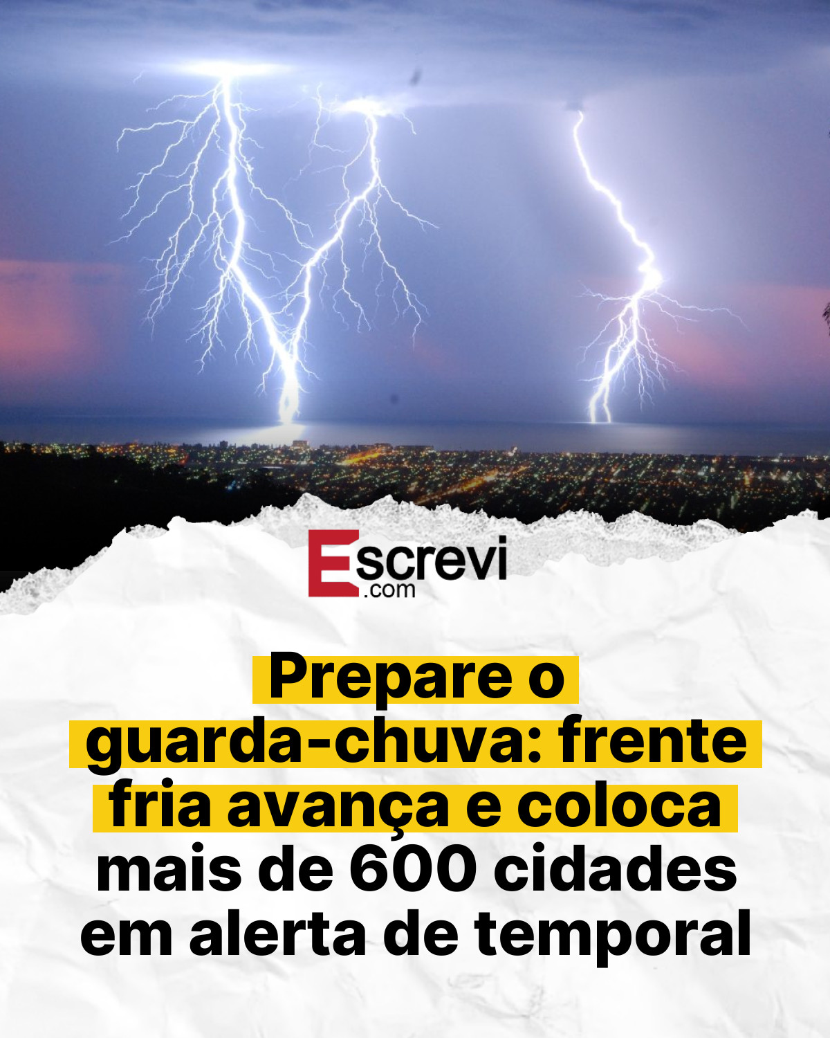 Prepare o guarda-chuva: frente fria avança e coloca mais de 600 cidades em alerta de temporal card branco
