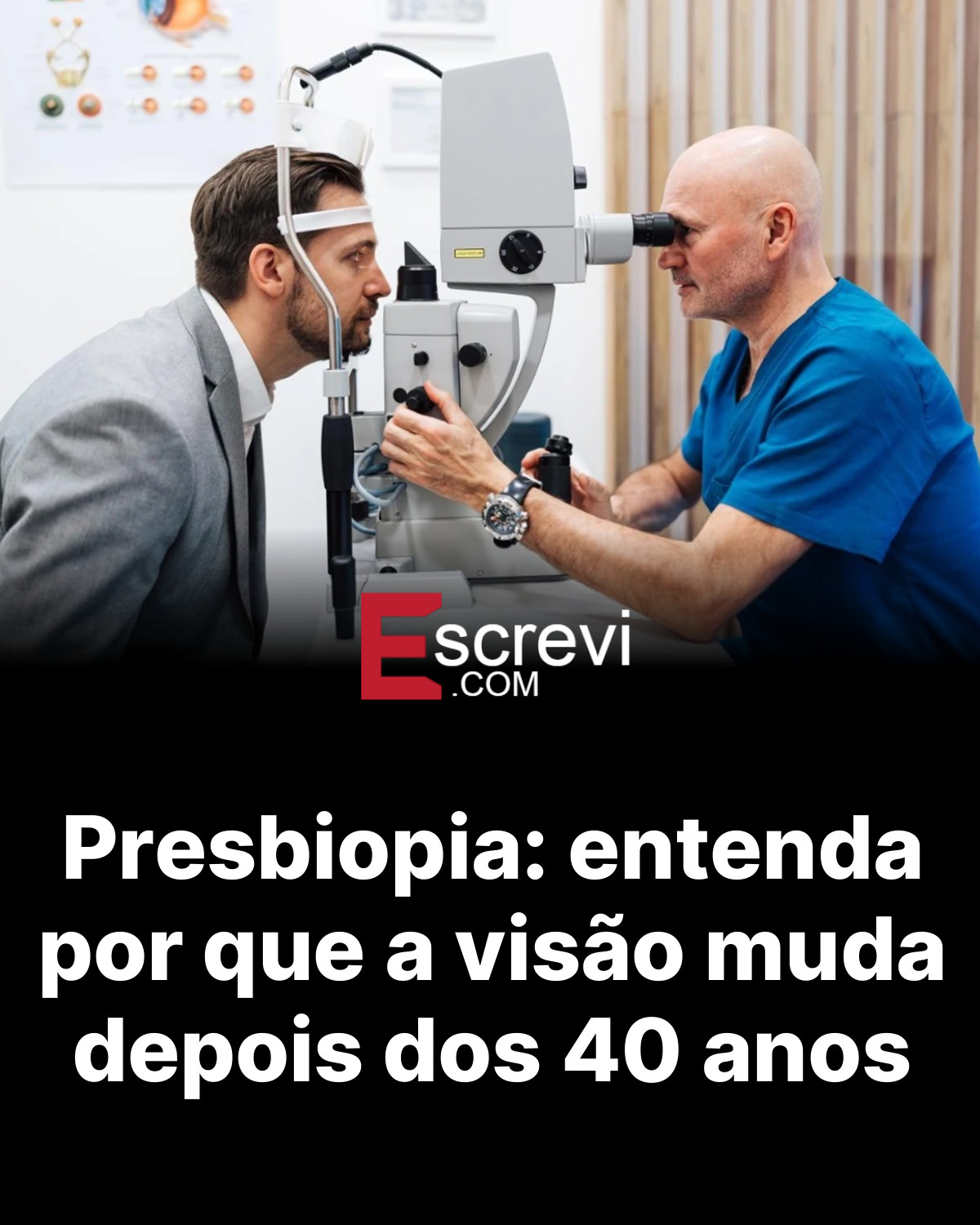 Presbiopia: entenda por que a visão muda depois dos 40 anos card preto
