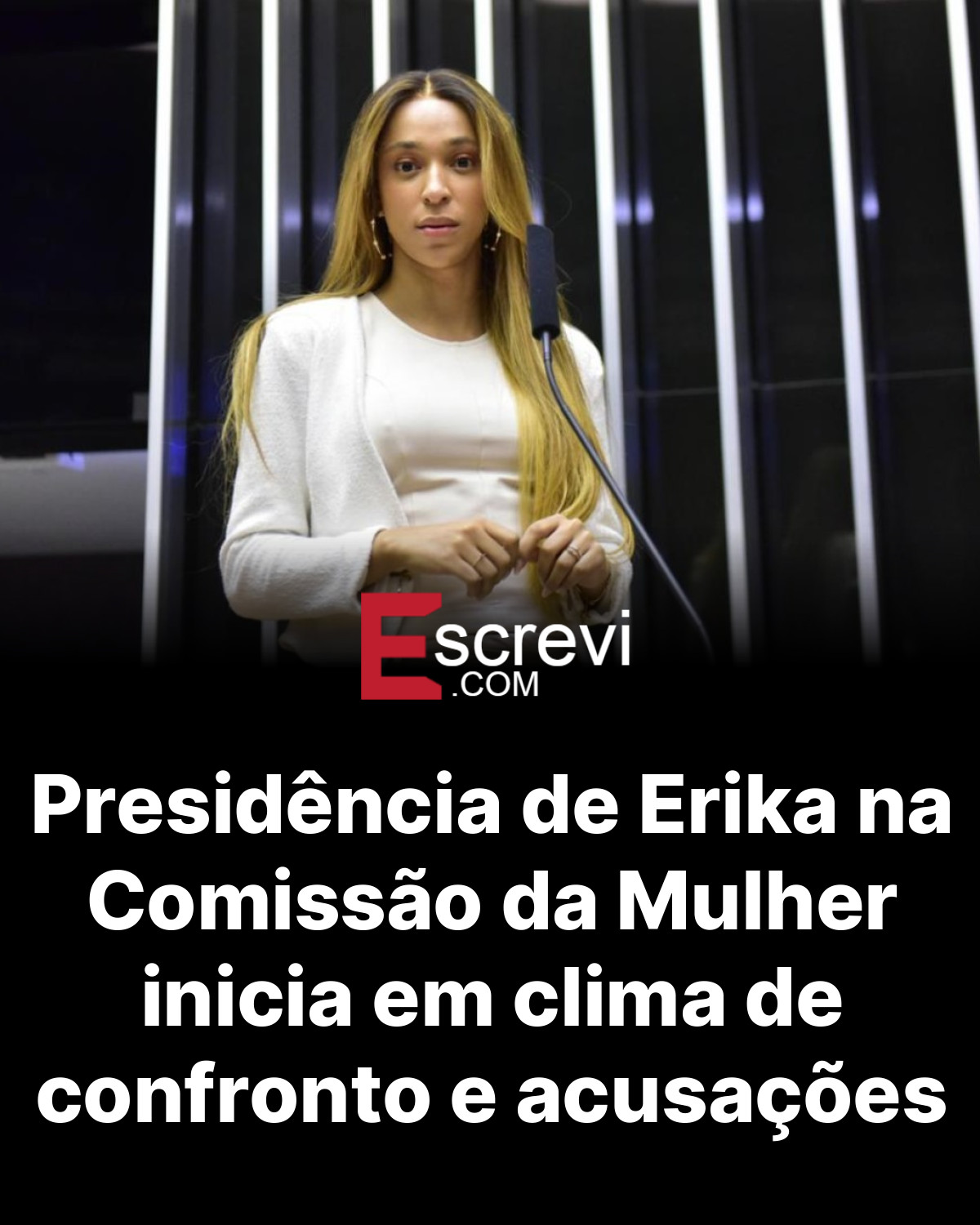 Presidência de Erika na Comissão da Mulher inicia em clima de confronto e acusações card preto