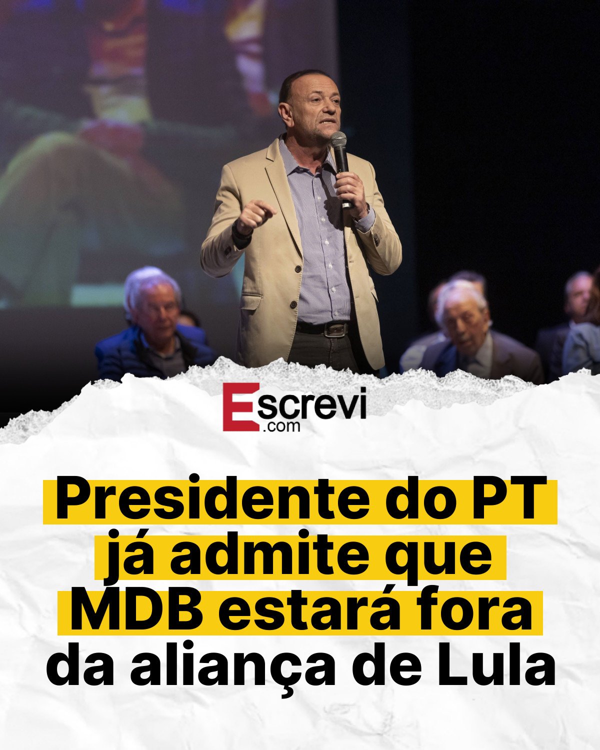 Presidente do PT já admite que MDB estará fora da aliança de Lula card branco
