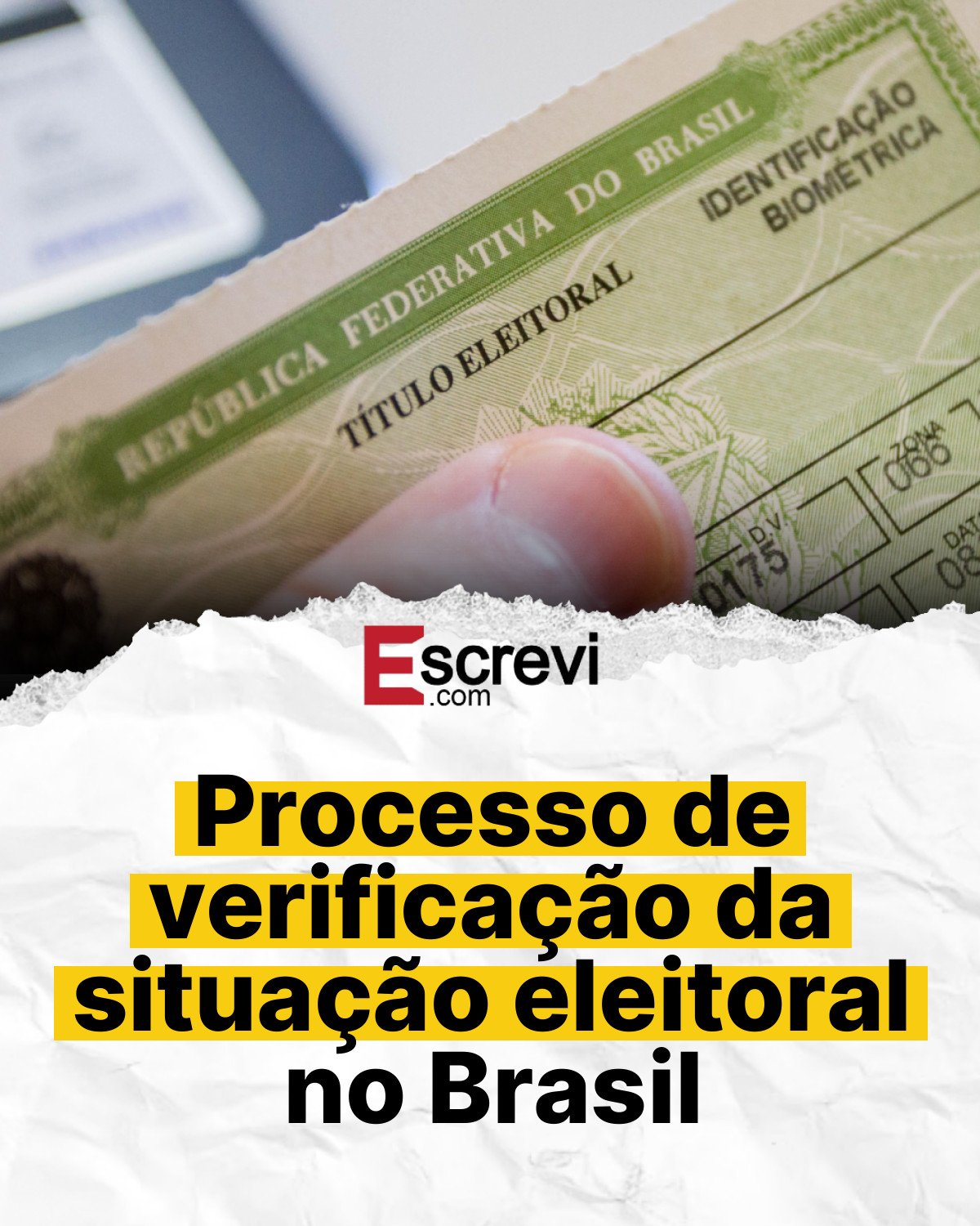 Processo de verificação da situação eleitoral no Brasil card branco