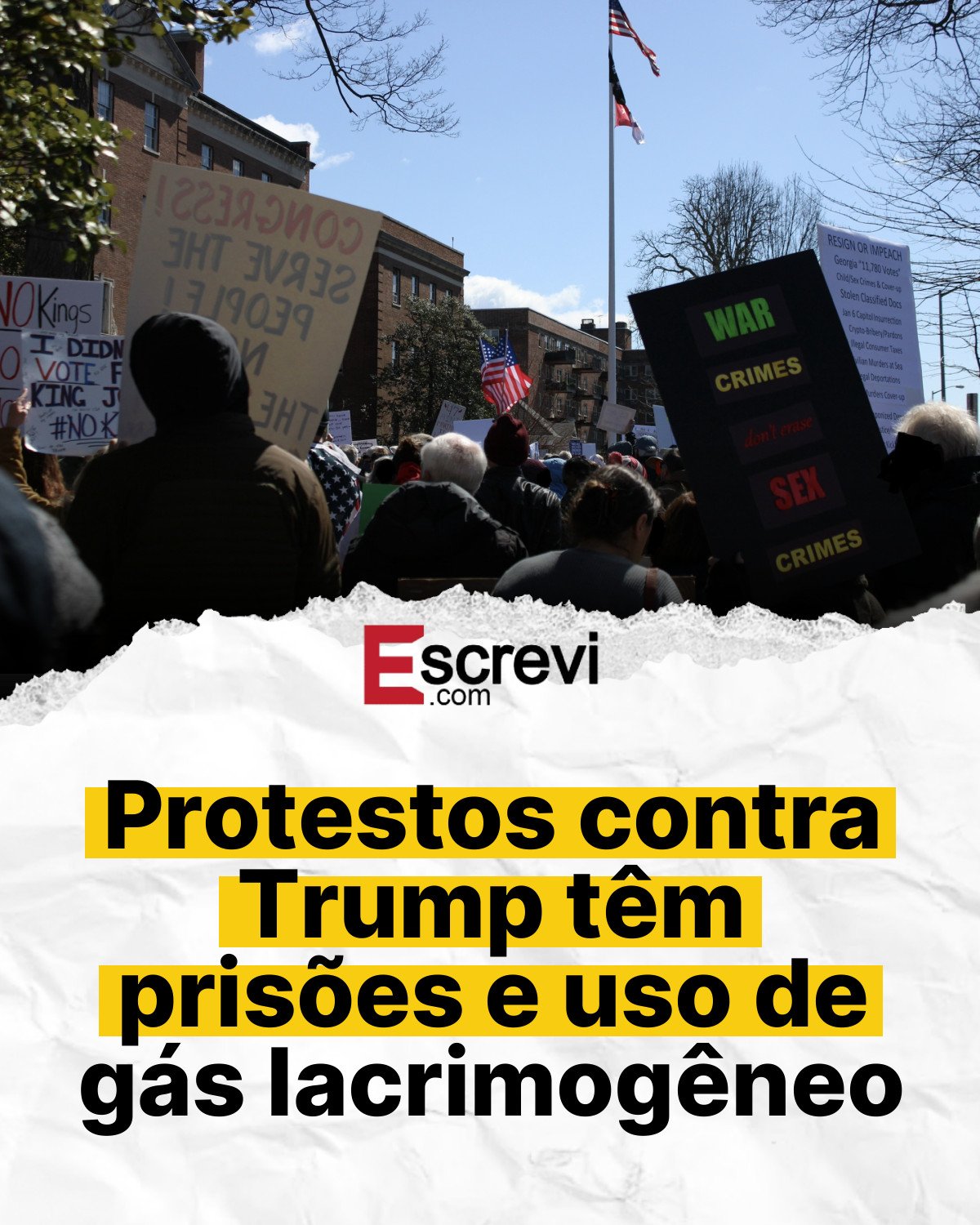Protestos contra Trump têm prisões e uso de gás lacrimogêneo card branco
