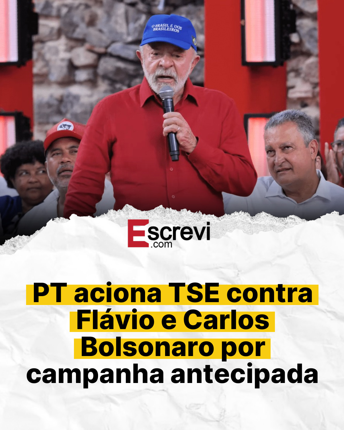 PT aciona TSE contra Flávio e Carlos Bolsonaro por campanha antecipada card branco