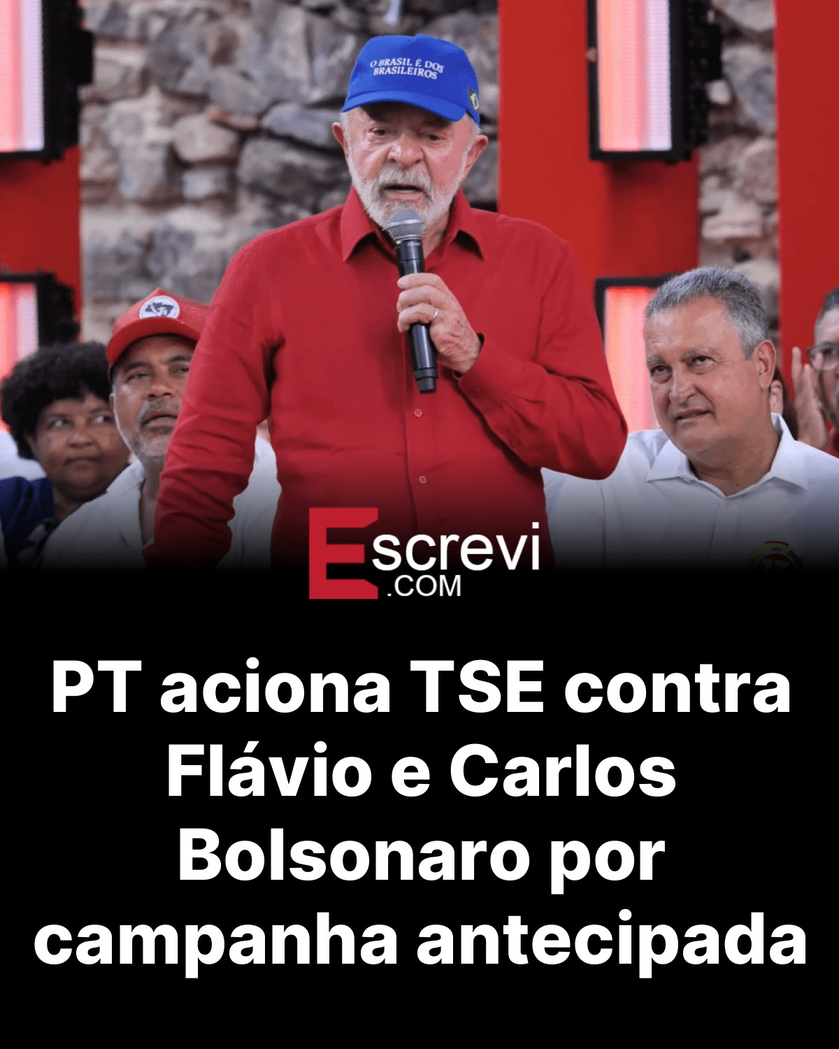 PT aciona TSE contra Flávio e Carlos Bolsonaro por campanha antecipada card preto