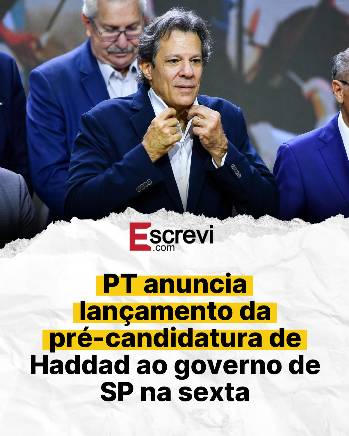 PT anuncia lançamento da pré-candidatura de Haddad ao governo de SP na sexta card branco