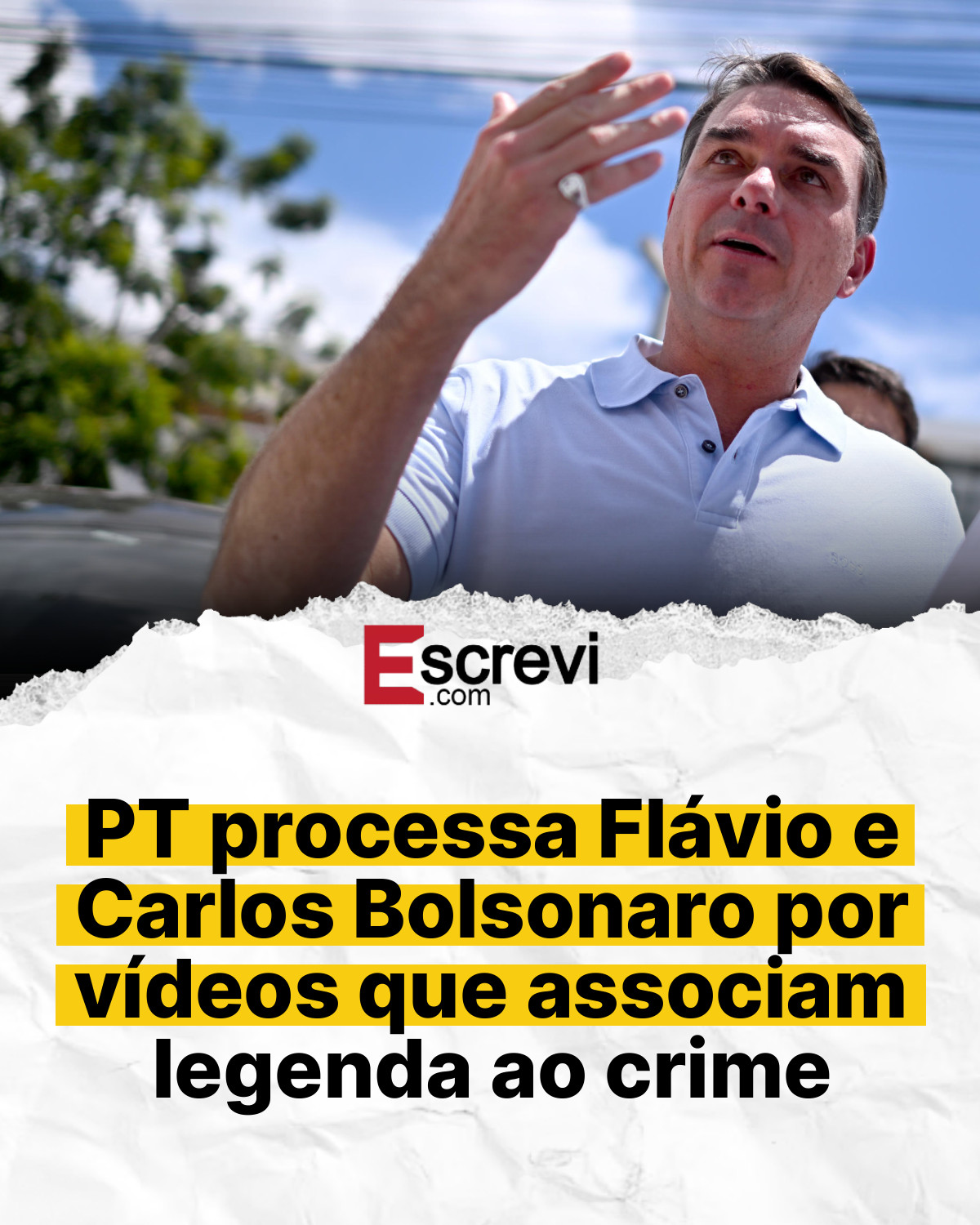 PT processa Flávio e Carlos Bolsonaro por vídeos que associam legenda ao crime card branco