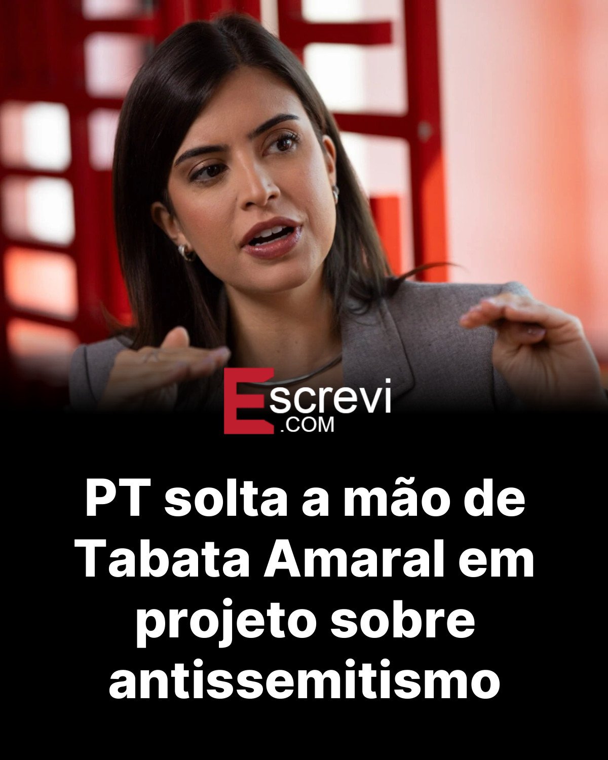 PT solta a mão de Tabata Amaral em projeto sobre antissemitismo card preto