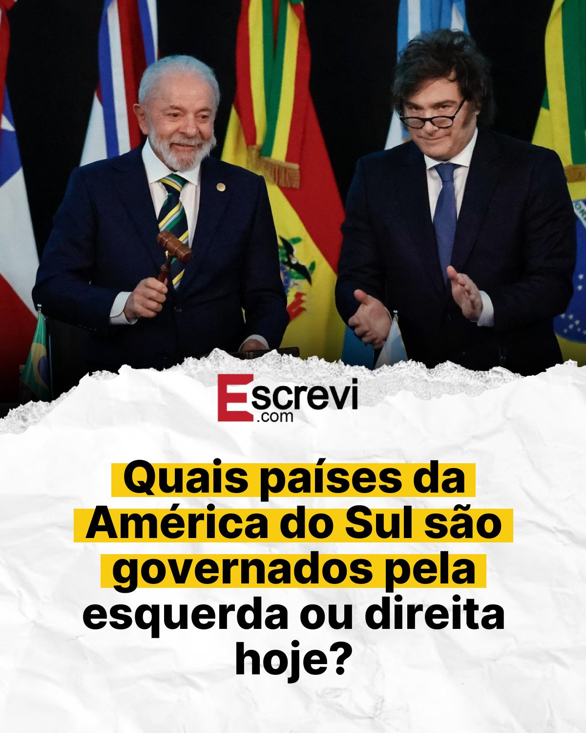 Quais países da América do Sul são governados pela esquerda ou direita hoje? card branco
