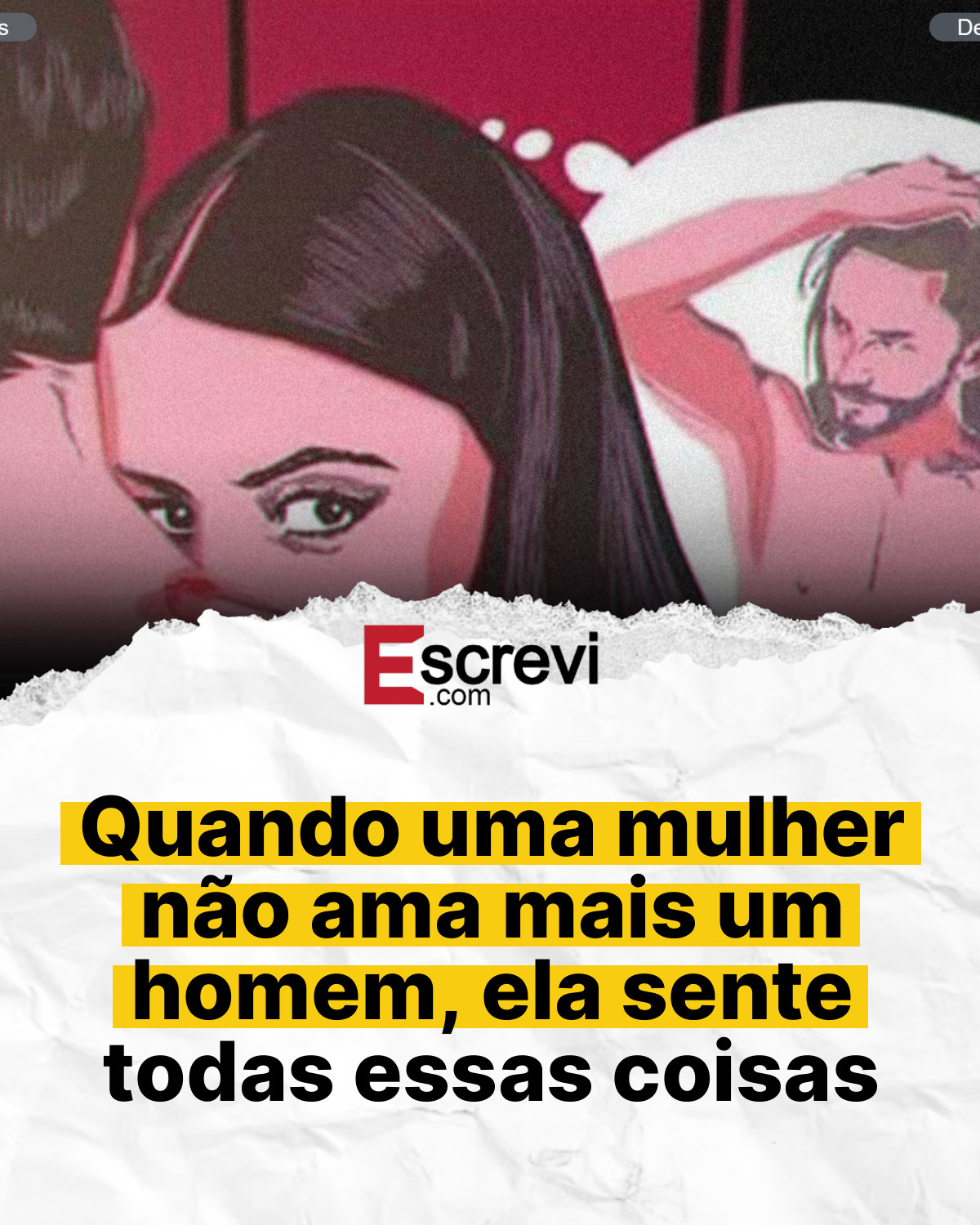 Quando uma mulher não ama mais um homem, ela sente todas essas coisas card branco