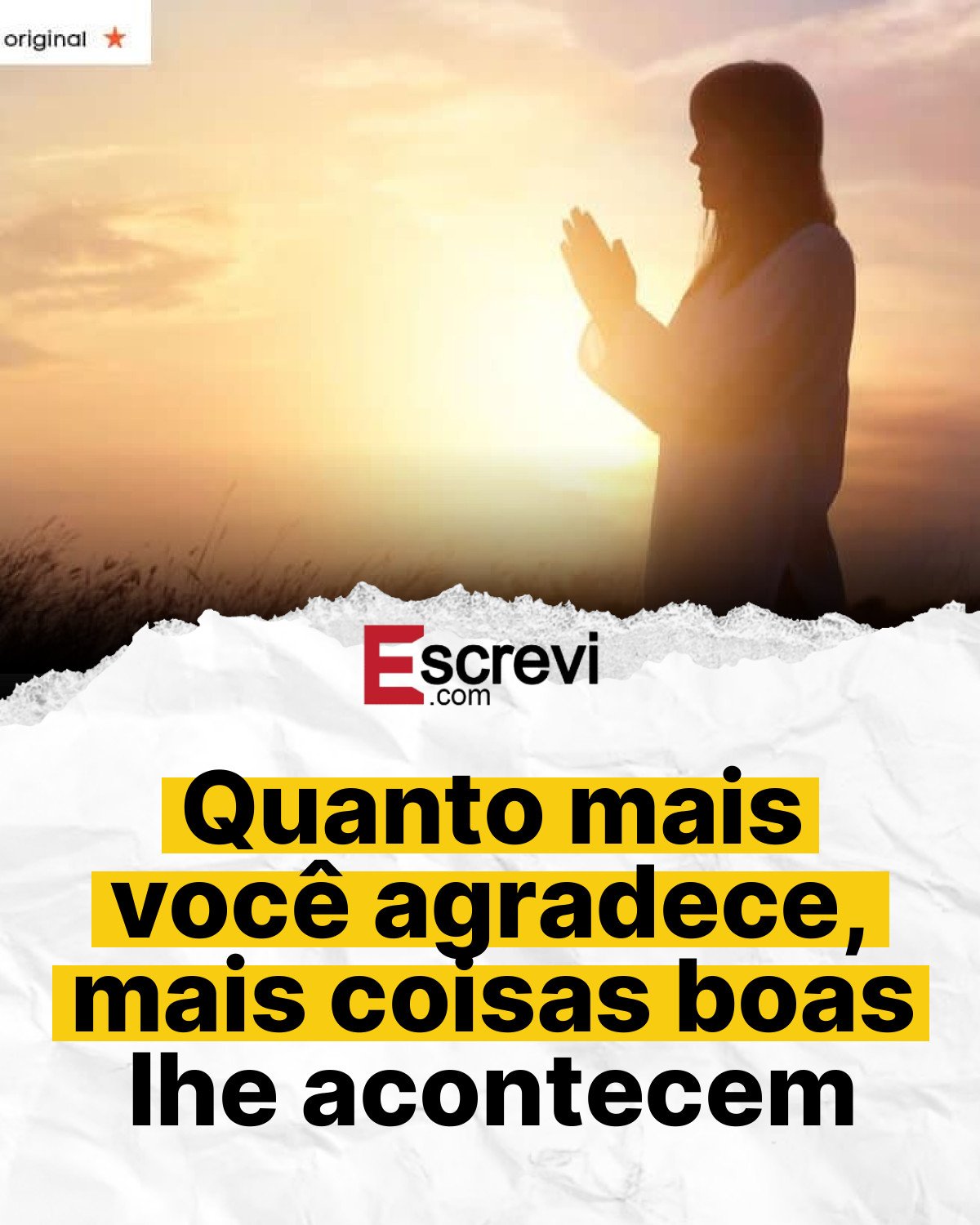 Quanto mais você agradece, mais coisas boas lhe acontecem card branco