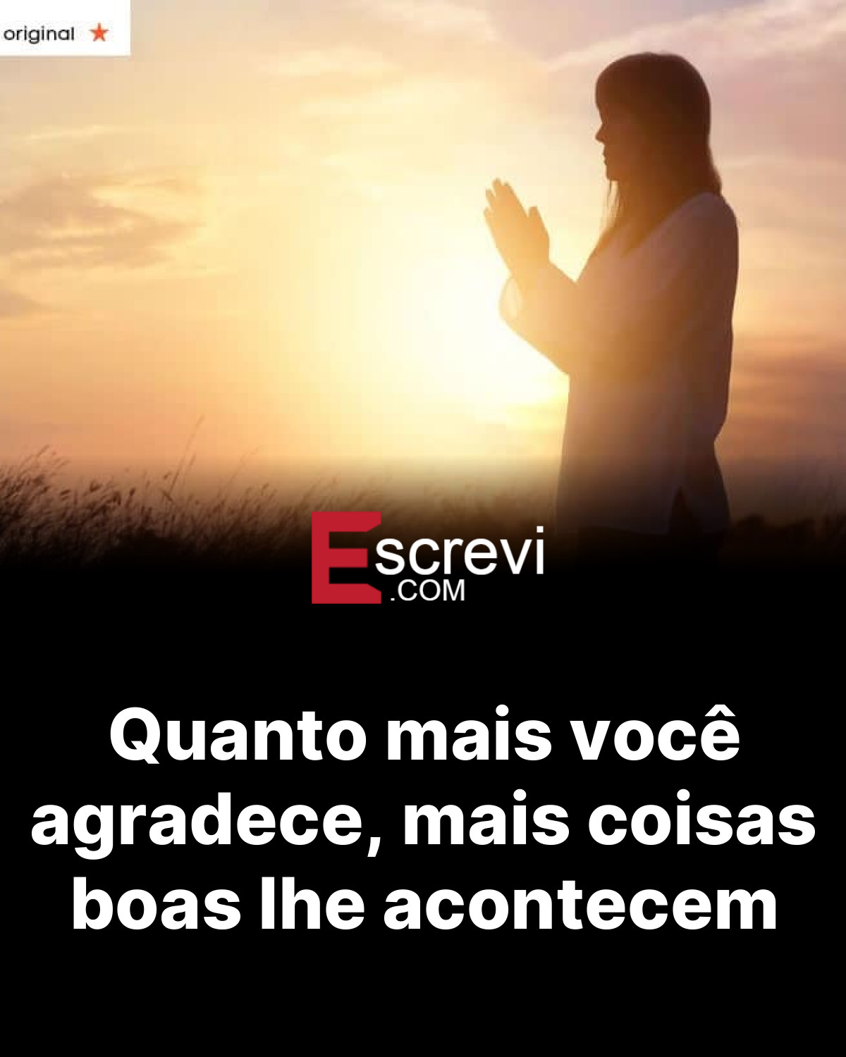 Quanto mais você agradece, mais coisas boas lhe acontecem card preto