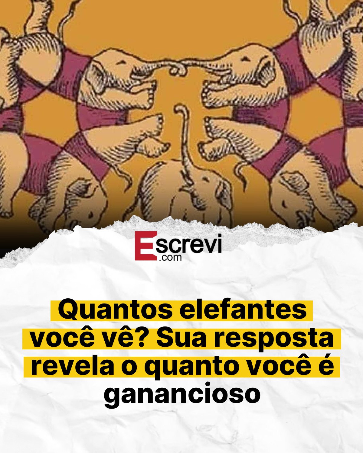 Quantos elefantes você vê? Sua resposta revela o quanto você é ganancioso card branco