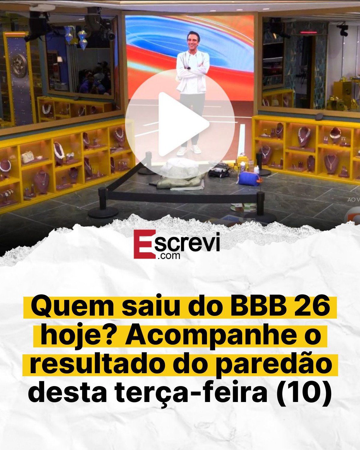 Quem saiu do BBB 26 hoje? Acompanhe o resultado do paredão desta terça-feira (10) card branco
