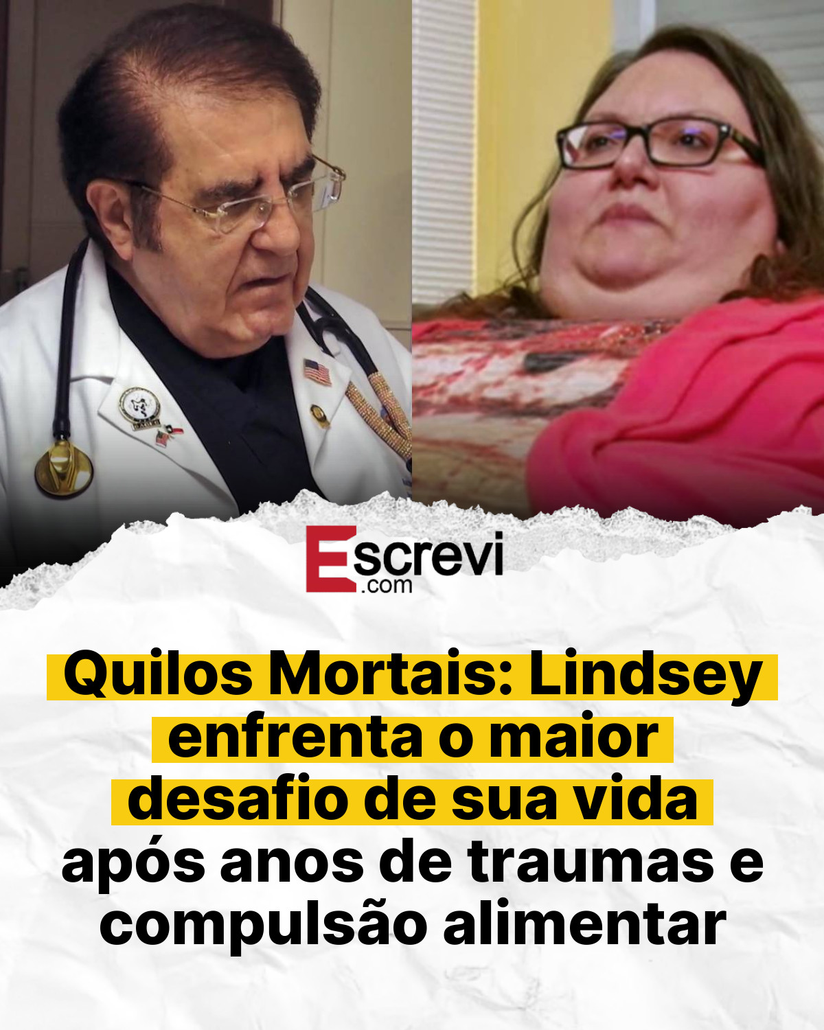 Quilos Mortais: Lindsey enfrenta o maior desafio de sua vida após anos de traumas e compulsão alimentar card branco