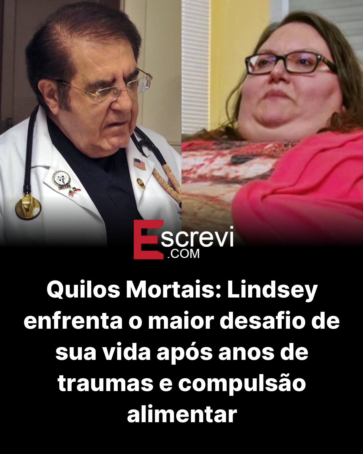 Quilos Mortais: Lindsey enfrenta o maior desafio de sua vida após anos de traumas e compulsão alimentar card preto