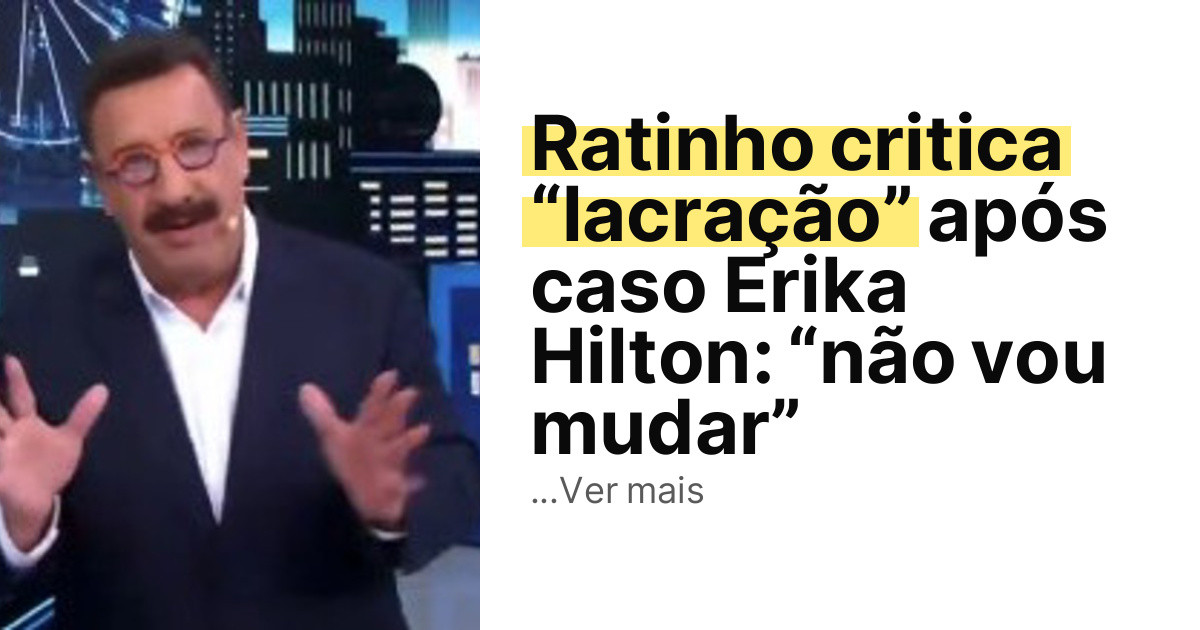 Ratinho critica “lacração” após caso Erika Hilton: “não vou mudar” imagem principal