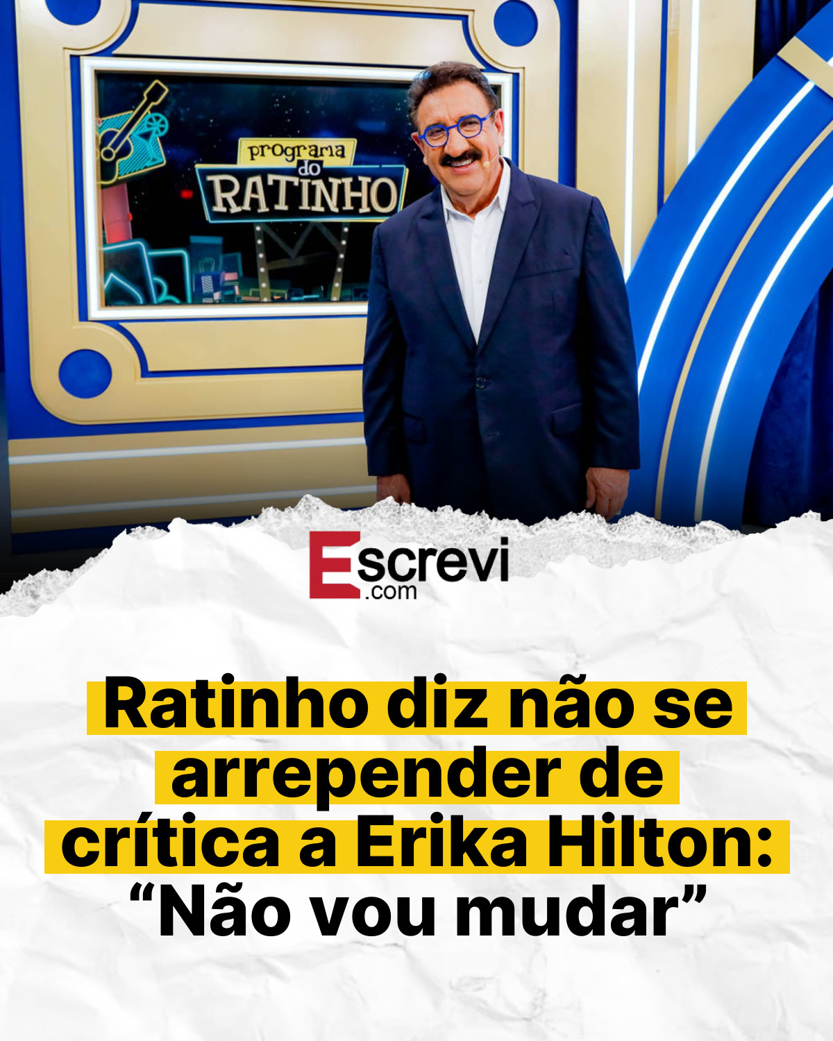 Ratinho diz não se arrepender de crítica a Erika Hilton: “Não vou mudar” card branco