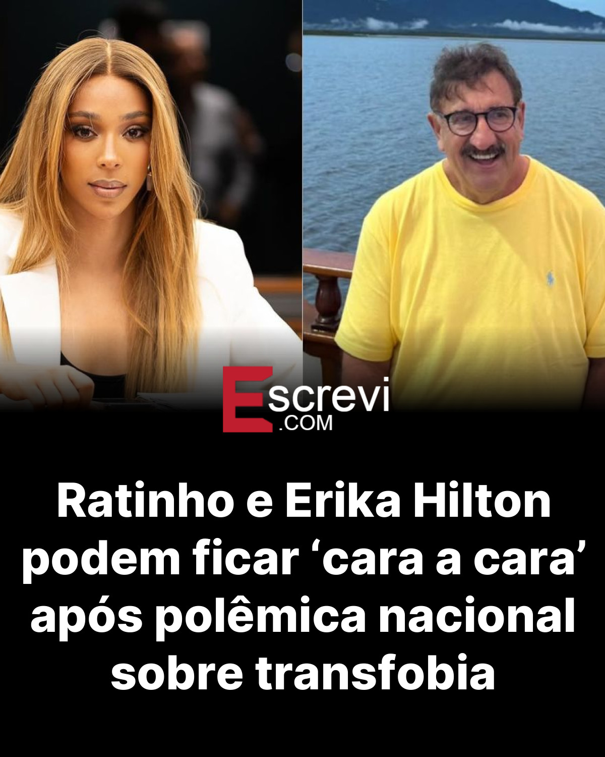 Ratinho e Erika Hilton podem ficar ‘cara a cara’ após polêmica nacional sobre transfobia card preto
