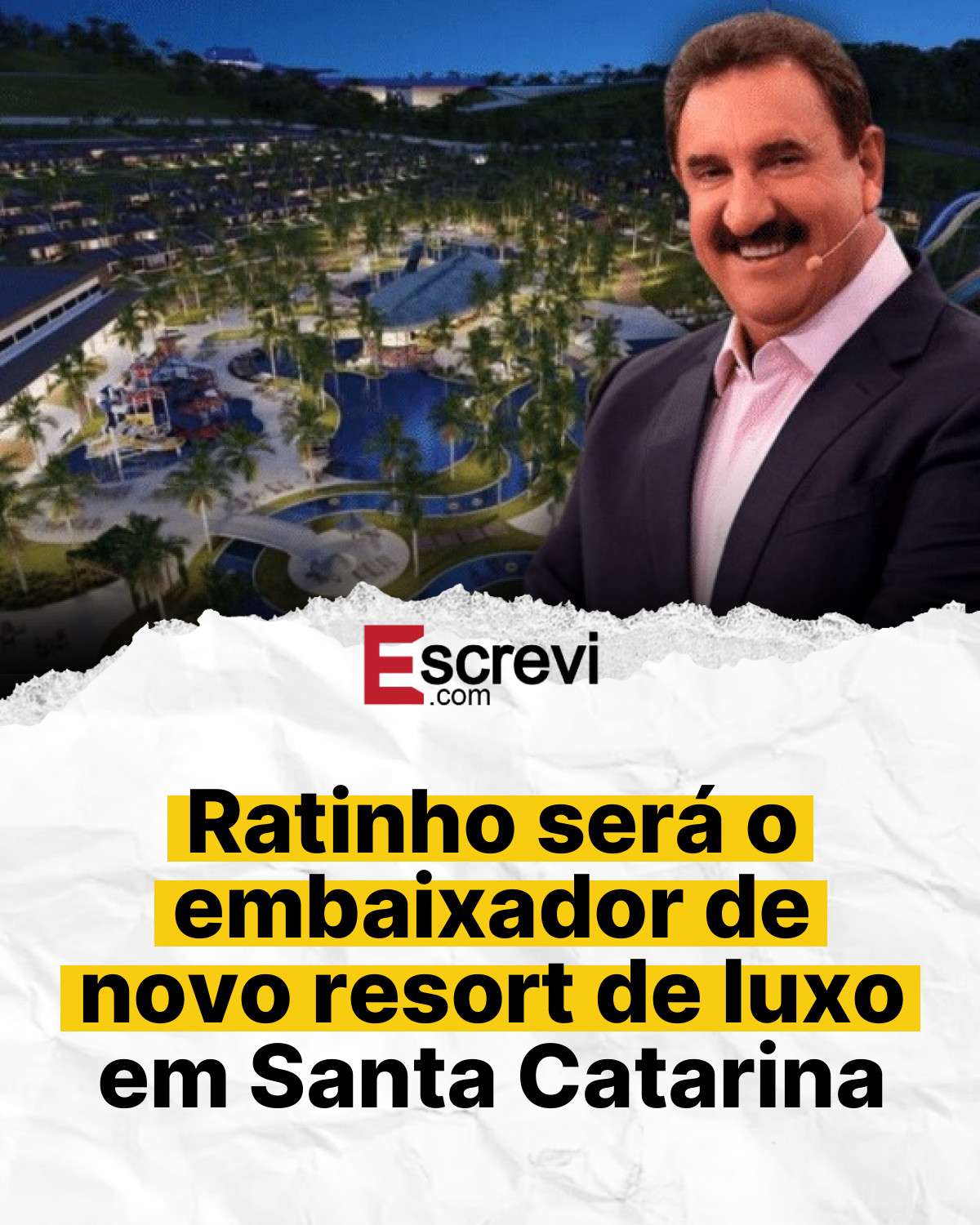 Ratinho será o embaixador de novo resort de luxo em Santa Catarina card branco