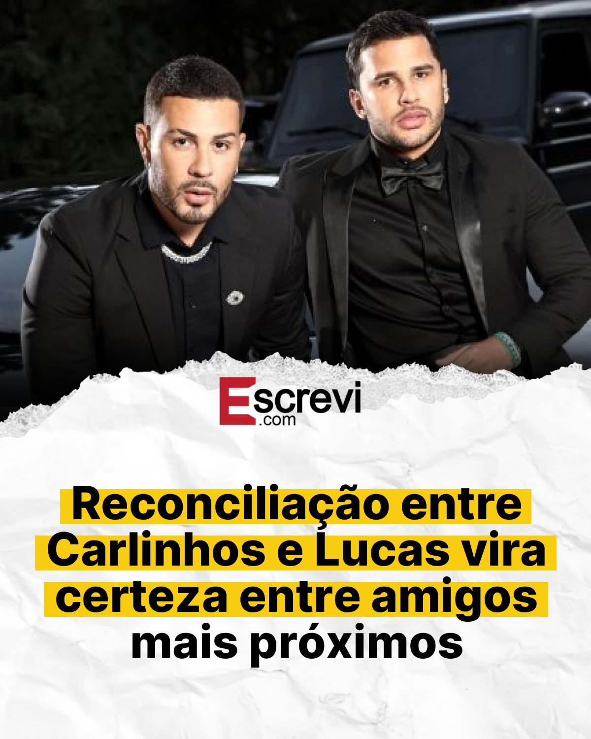 Reconciliação entre Carlinhos e Lucas vira certeza entre amigos mais próximos card branco