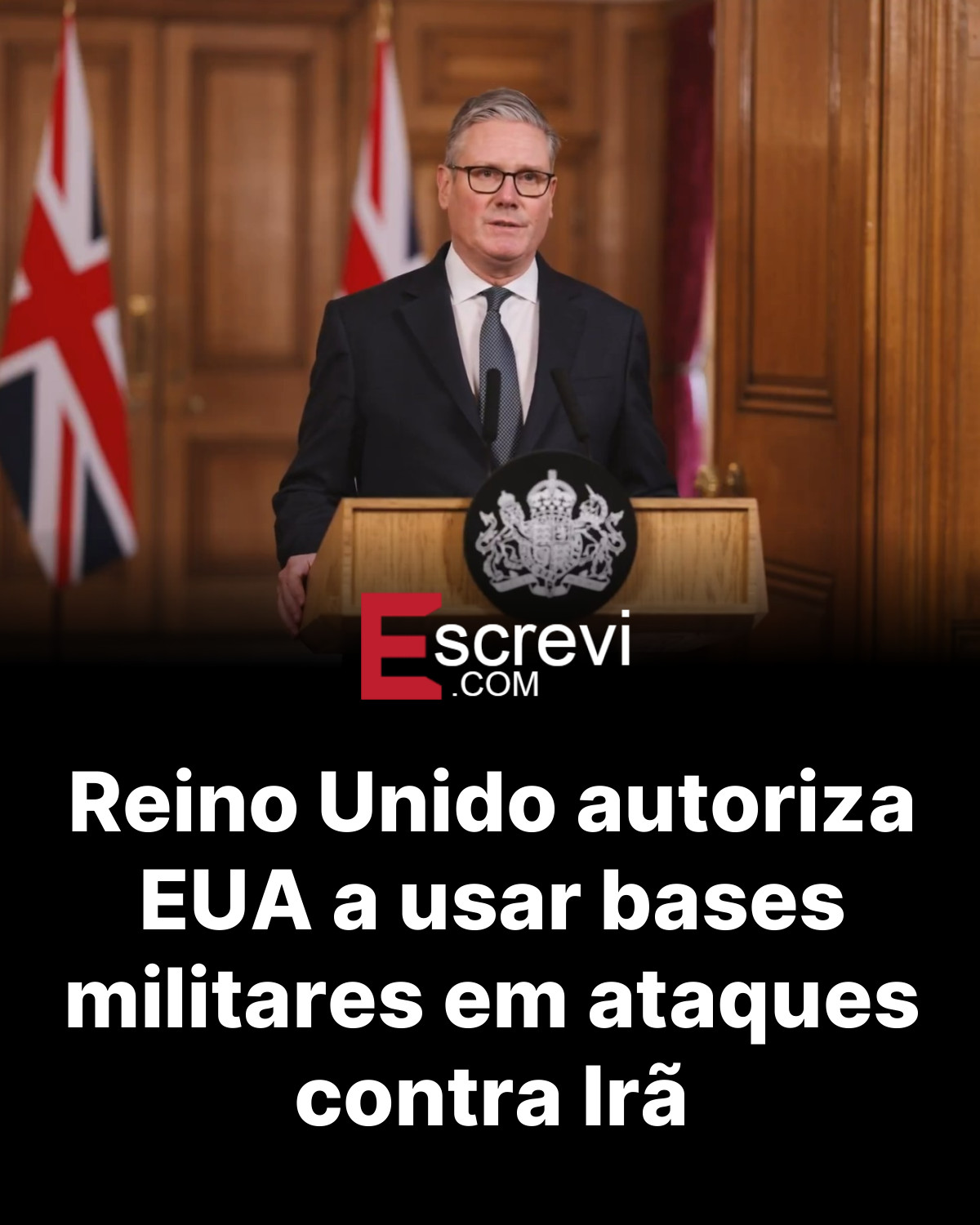Reino Unido autoriza EUA a usar bases militares em ataques contra Irã card preto